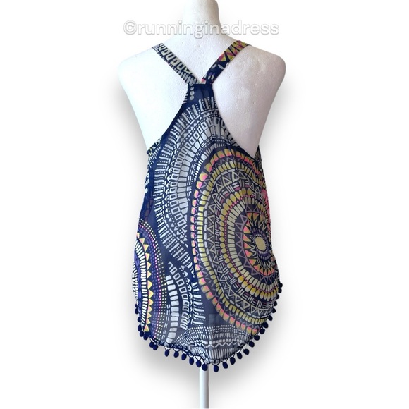 Ocean Drive Medallion Printed Sheer Swim Cover Up Top Size Medium - Picture 3 of 12